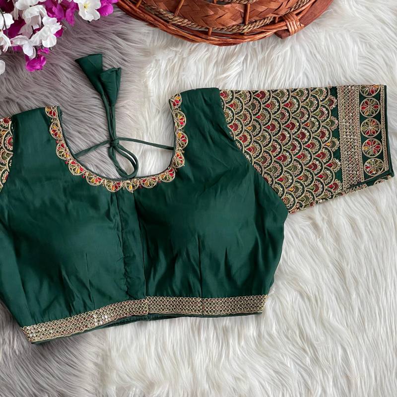 Image of Fancy Embroidered Blouse – Designer Ethnic Wear for Sarees & Lehengas from Lehera Fashions