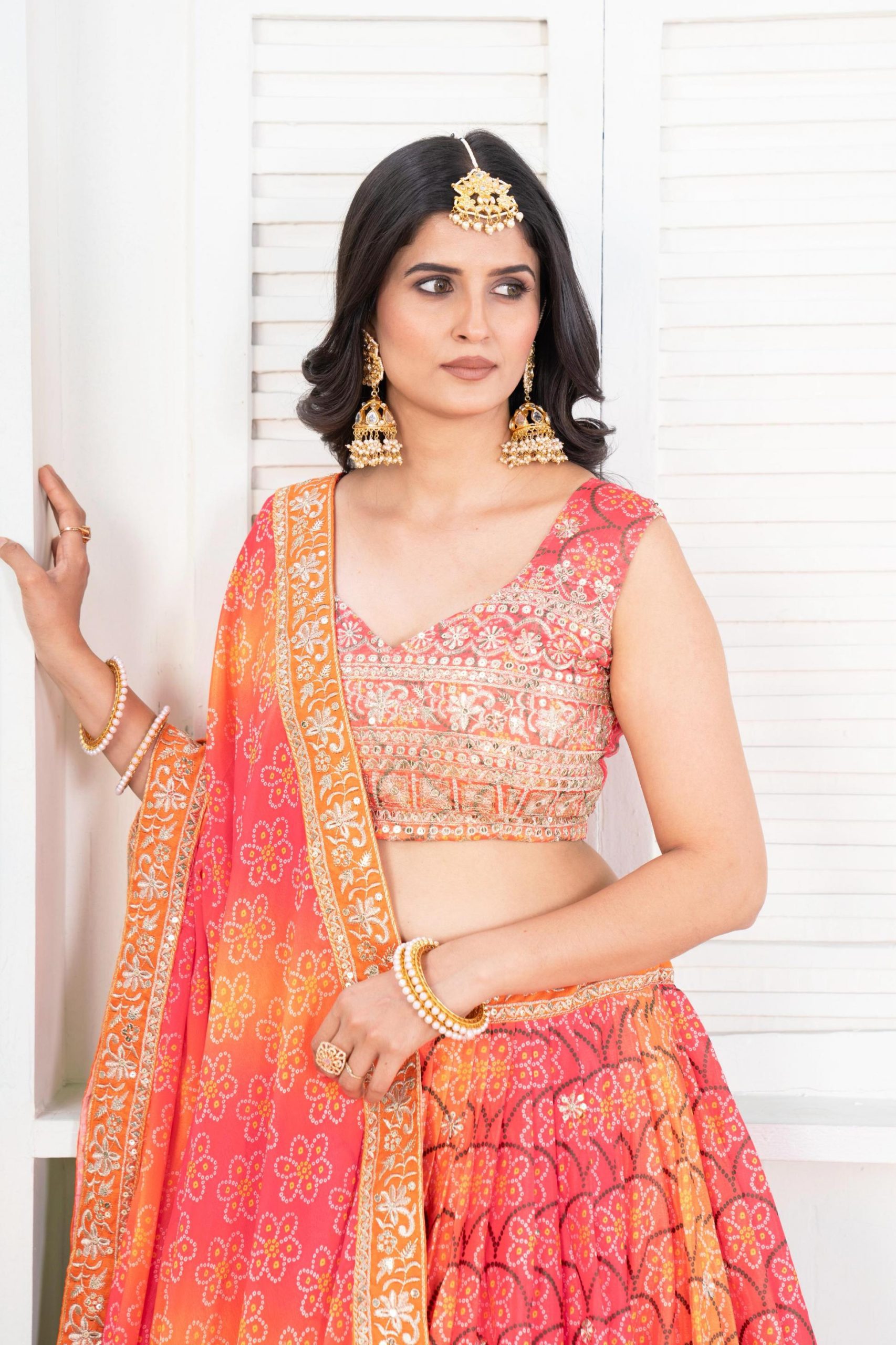 Image of Vibrant Chinon Silk Embroidered Lehenga for Raksha Bandhan & Festive Occasions from Lehera Fashions