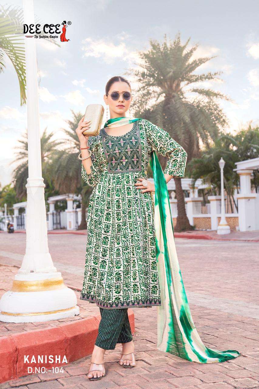 Deecee Kanisha Rayon Foil Print Kurti Set | Wholesale Naira Style Kurti with Dupatta