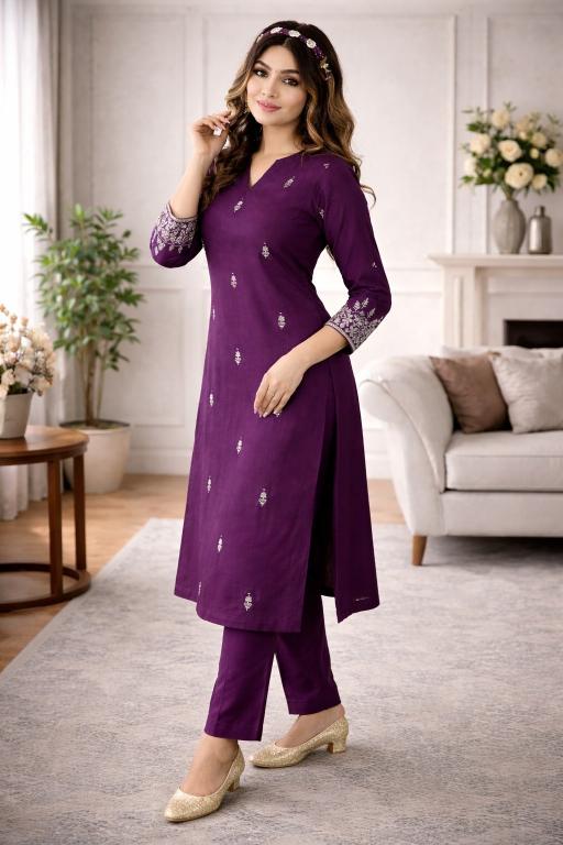 Felocity Purple Hit Vol 2 Embroidery Kurti Pant Dupatta Set Wholesale Catalog