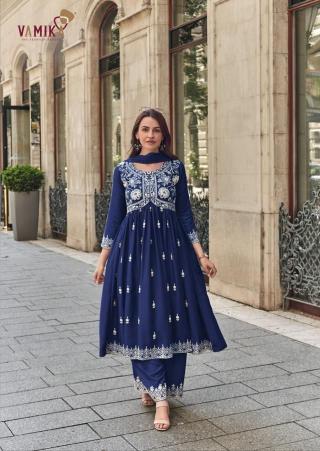 Vamika Lakhnavi Vol 8 Gold Rayon Anarkali Kurti Set