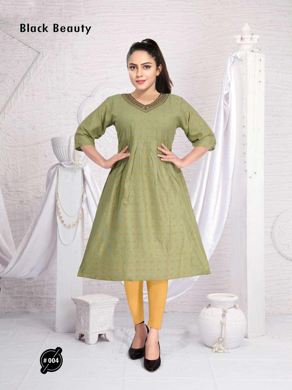Trendy Black Beauty Selfie Rayon Kurti Catalog | Heavy Rayon Printed Kurtis