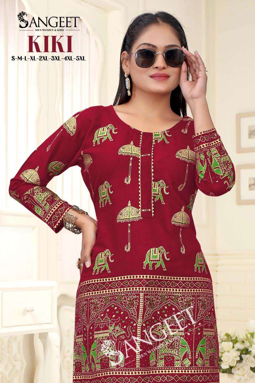 Sangeet Kiki Rayon Gold Print Kurti Catalog | Wholesale Printed Rayon Kurtis
