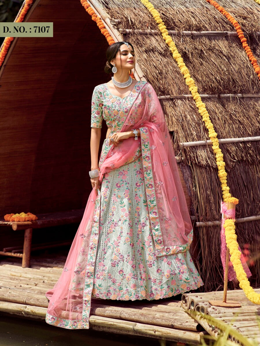 Image of SATIN LEHENGA CHOLI from Lehera Fashions