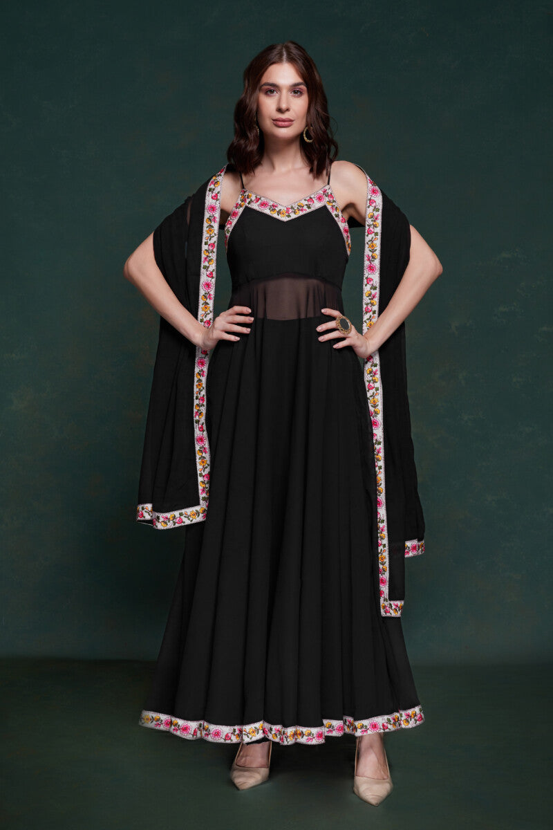 Image of Black Wedding Wear Salwar Suit In Georgette from Lehera Fashions