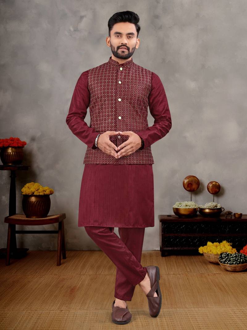 Banglori Silk Men's Kurta Pajama with Jacket