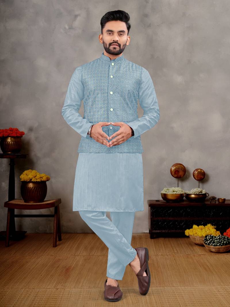 Banglori Silk Men's Kurta Pajama with Jacket