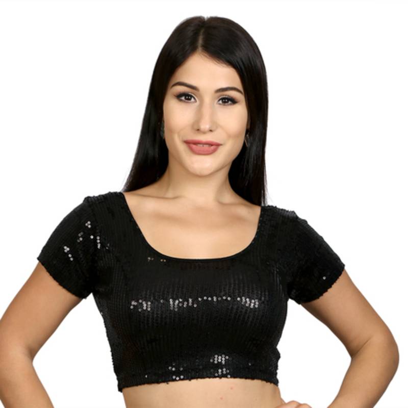 Image of Black Dupion Silk Woven Stitched Blouse from Lehera Fashions