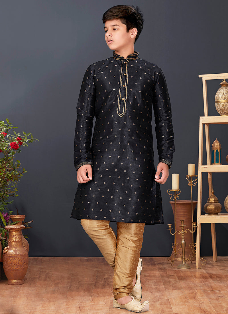 Image of Mulberry Butti Kids Kurta Pajama - Readymade Ethnic Wear from Lehera Fashions