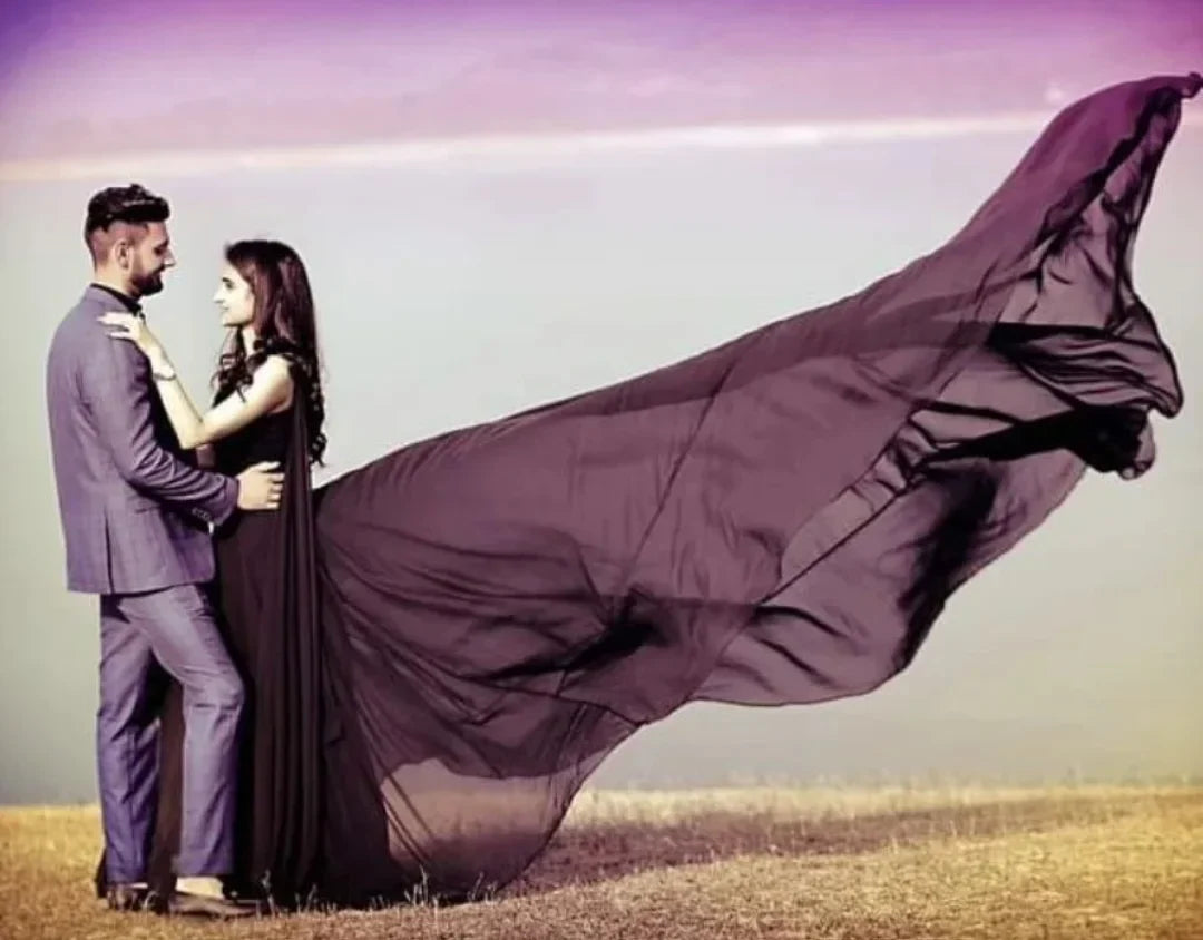 Image of Black One-Shoulder Pre-Wedding Double Draped Maxi Dress - Pre Wedding Dress from Lehera Fashions