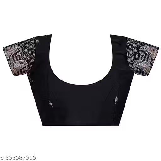 Chiffon Saree with Embroidered Blouse - Black