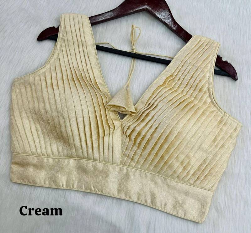 Image of Cream Silk Ready-Made Blouse Collection from Lehera Fashions