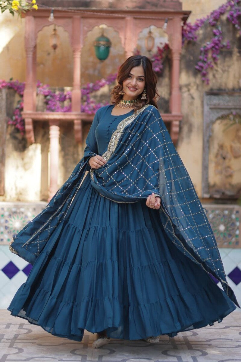 Image of Designed Gown With Dupatta Collection from Lehera Fashions