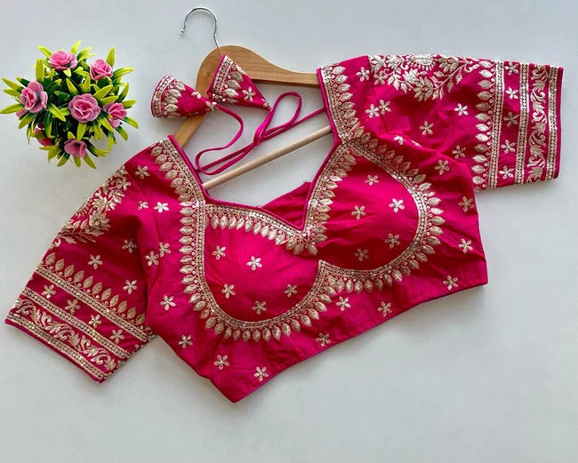 Image of Embroidered Fancy Blouse Collection – Blubbery Silk with Padded Comfort from Lehera Fashions