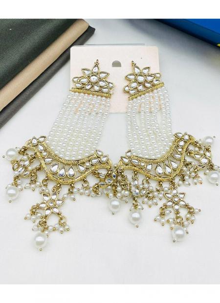 Image of Golden Kundan Pearl Earrings – Elegant Bridal & Party Wear from Lehera Fashions