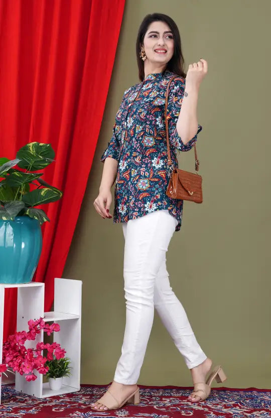 Gudwear Casual Printed Women Multicolor Top