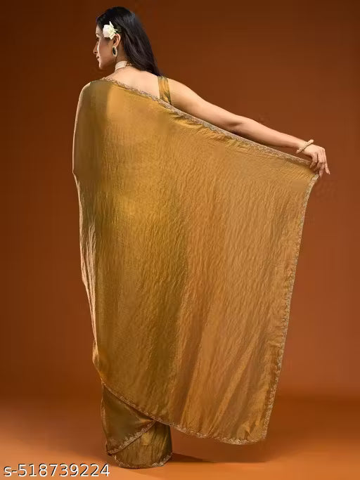 Julee Women's Chiffon Solid Saree