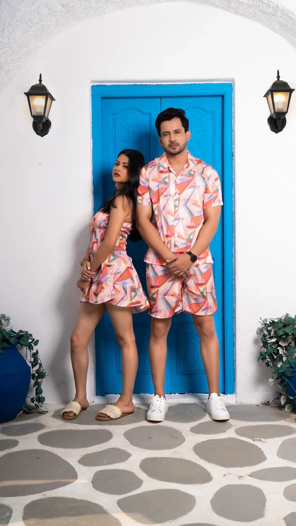 Image of Linen Geometric Couple Co-ord Set from Lehera Fashions
