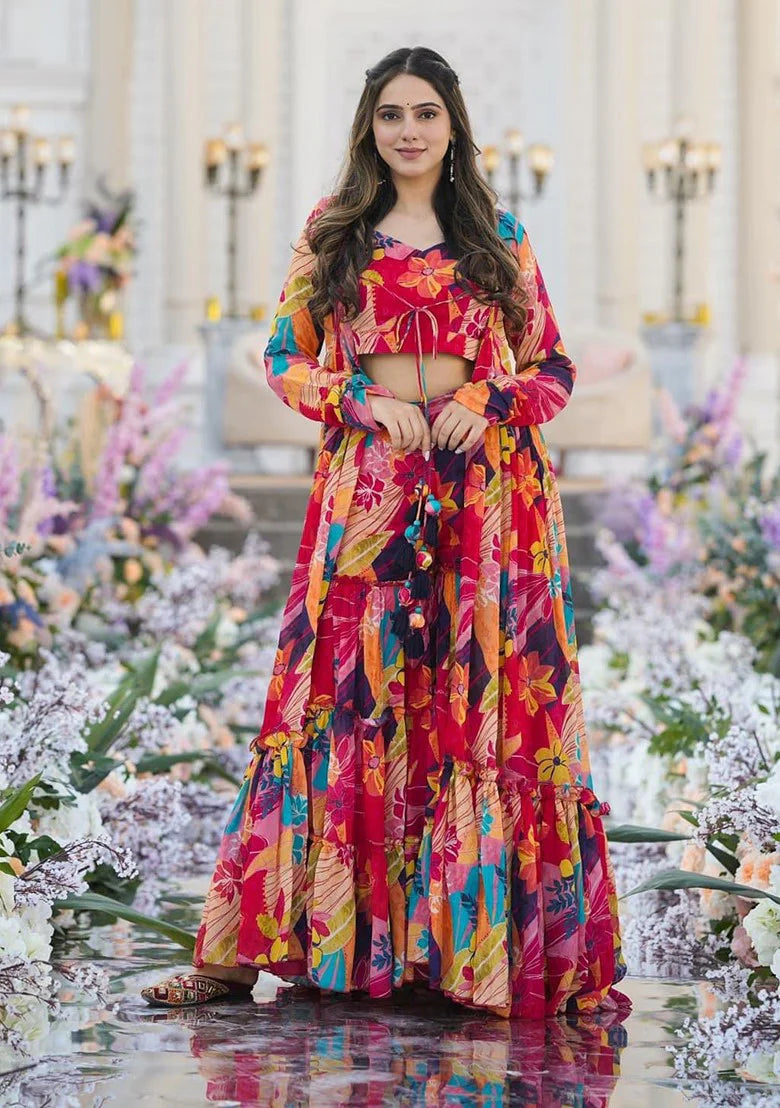 Image of Multicolour Printed Heavy Airtex Chinon Co-Ord Set from Lehera Fashions