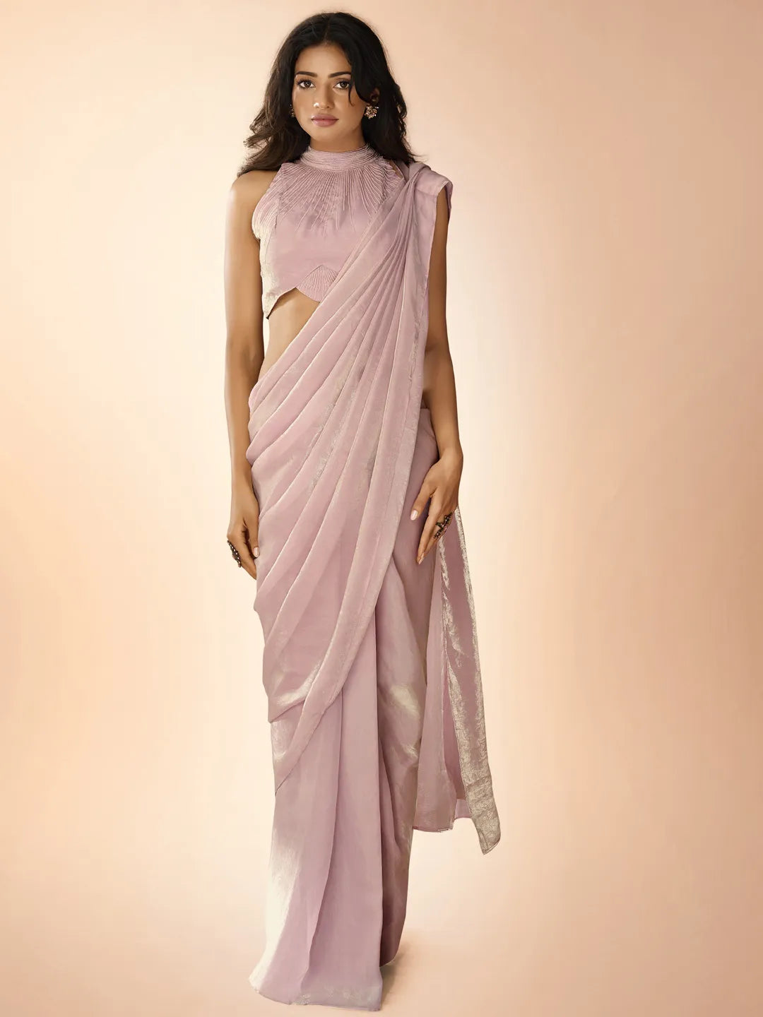 Image of Pink & Magenta Organza Silk Festive Readymade Saree with Cut Dana & Sequin Work from Lehera Fashions