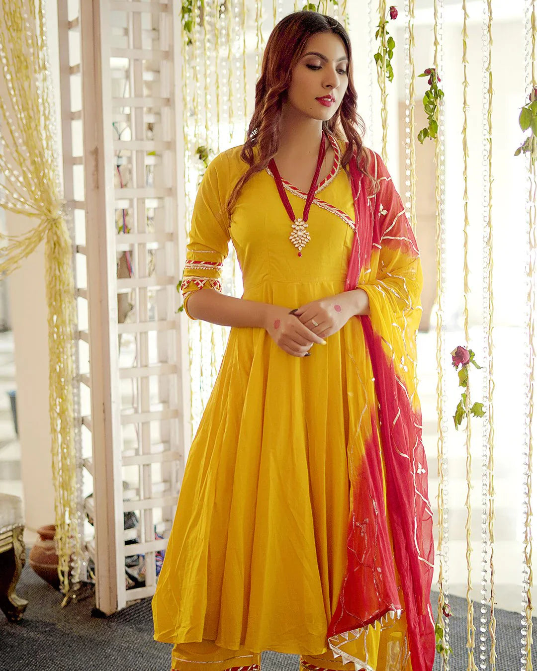 Image of Royal Yellow Gotapatti Suit Set from Lehera Fashions