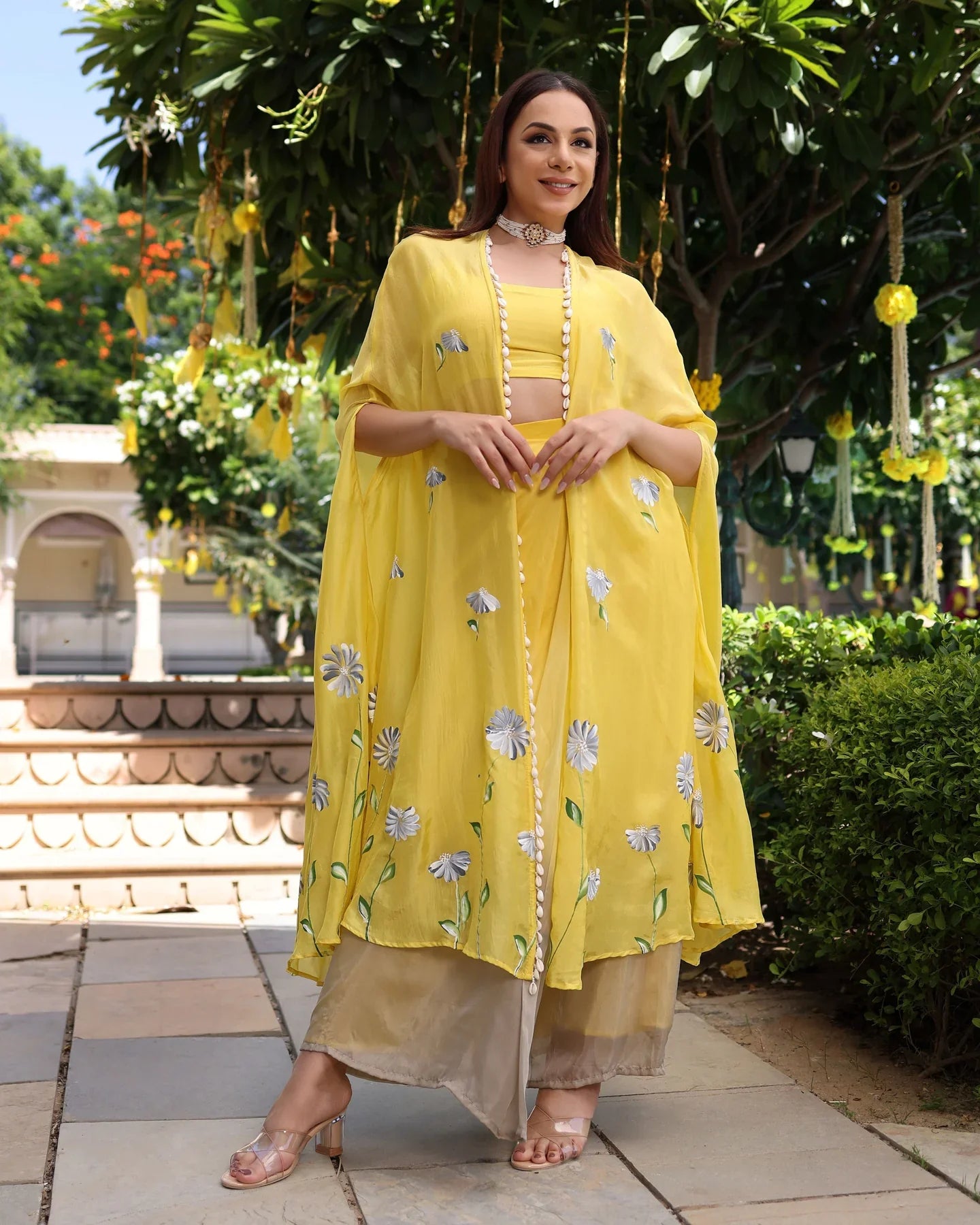 Image of Sagnika Yellow Ombre Silk Coord Set from Lehera Fashions