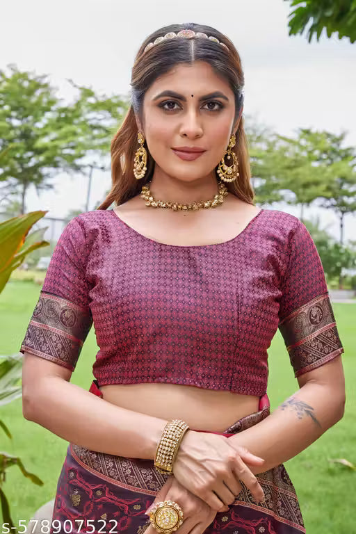 Satin Graceful Gajari Satin Saree with Antique Golden Pallu