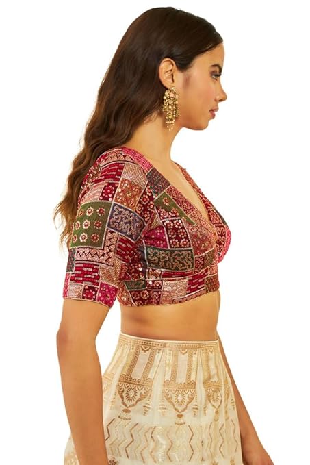 Soch Silk Women's Solid Regular Fit Half Sleeve Blouse