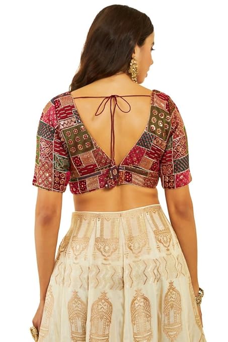 Soch Silk Women's Solid Regular Fit Half Sleeve Blouse