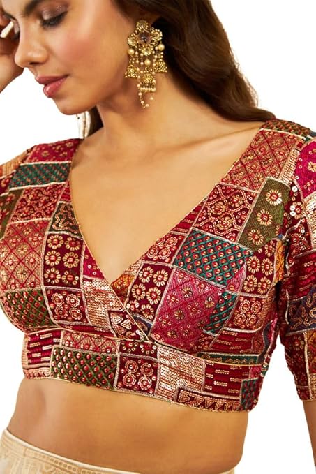 Soch Silk Women's Solid Regular Fit Half Sleeve Blouse