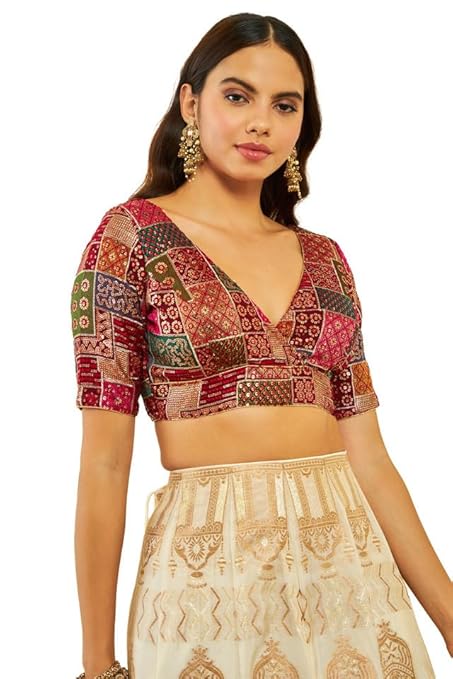 Image of Soch Silk Women's Solid Regular Fit Half Sleeve Blouse from Lehera Fashions