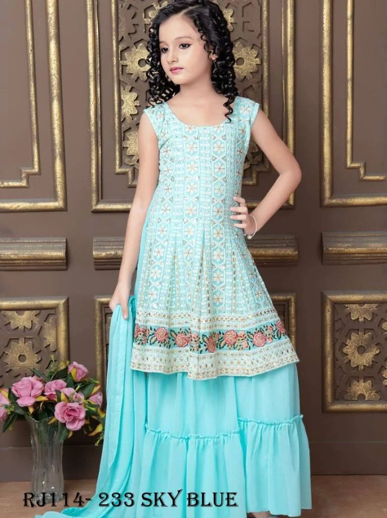 Image of Stylish Ethnic Wear  Embroidery Sharara for Kids from Lehera Fashions