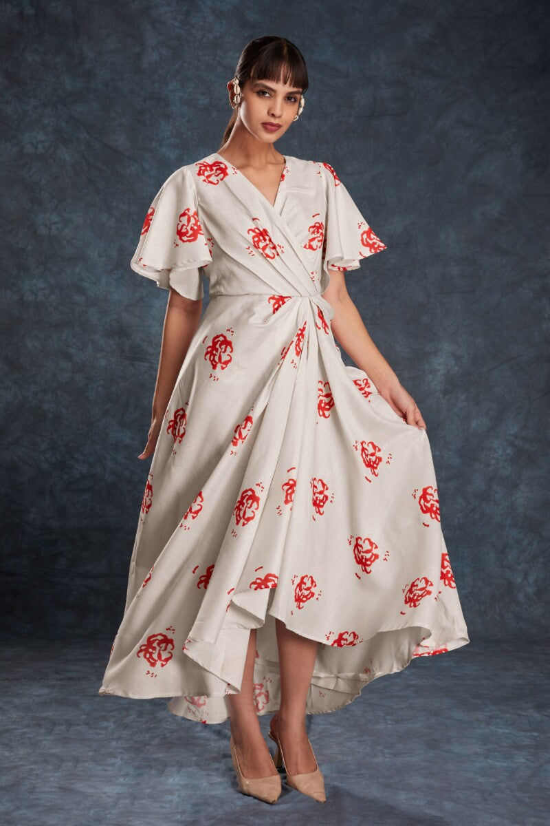 Image of Cream Linen Printed Maxi – Elegant & Comfortable from Lehera Fashions