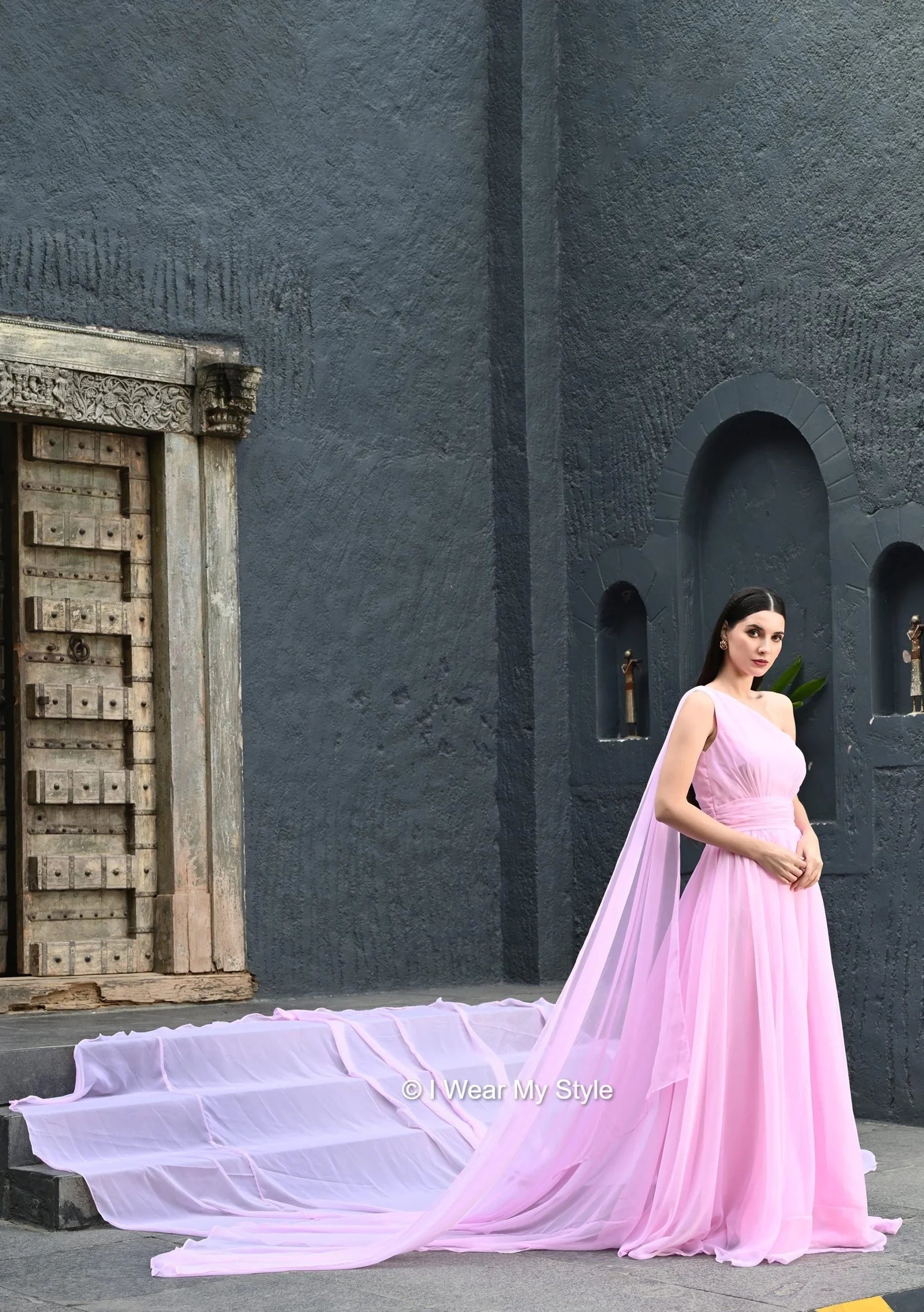 Image of Baby Pink Layla Pre-Wedding Mega Trail Gown from Lehera Fashions
