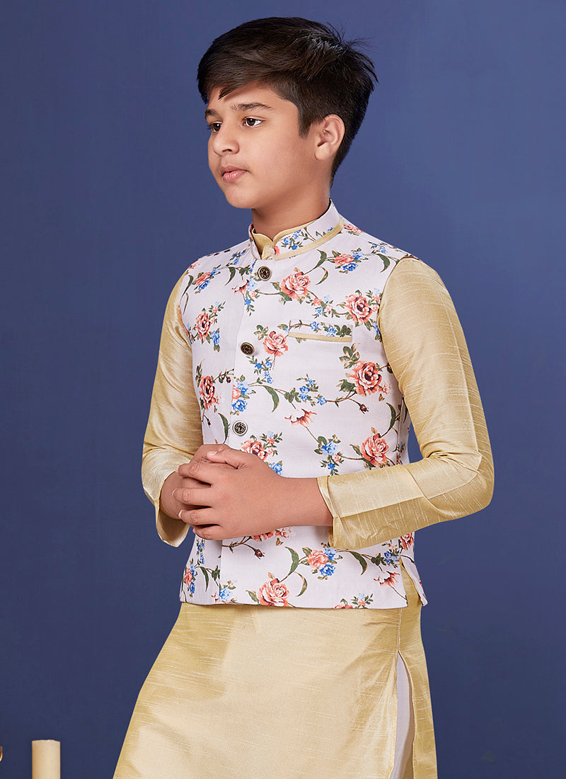 Image of Cotton Digital Printed Boys Waistcoat - Wedding Wear | Readymade from Lehera Fashions
