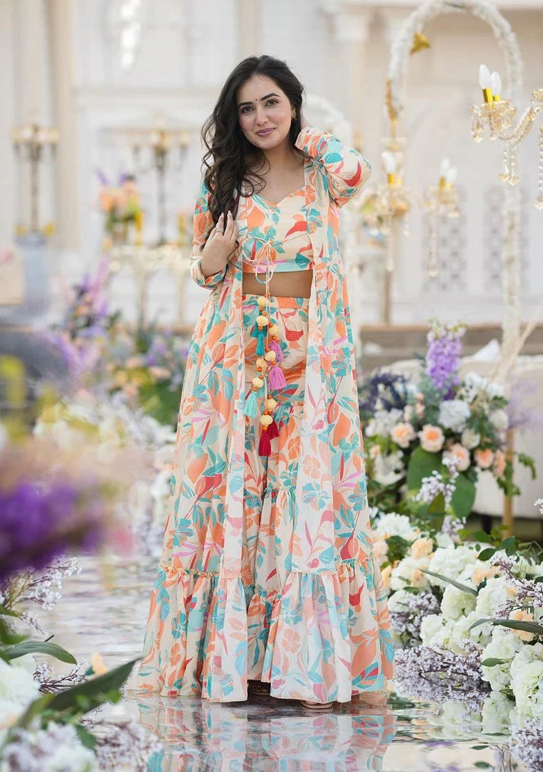 Image of White Printed Heavy Airtex Chinon Co-Ord Set from Lehera Fashions