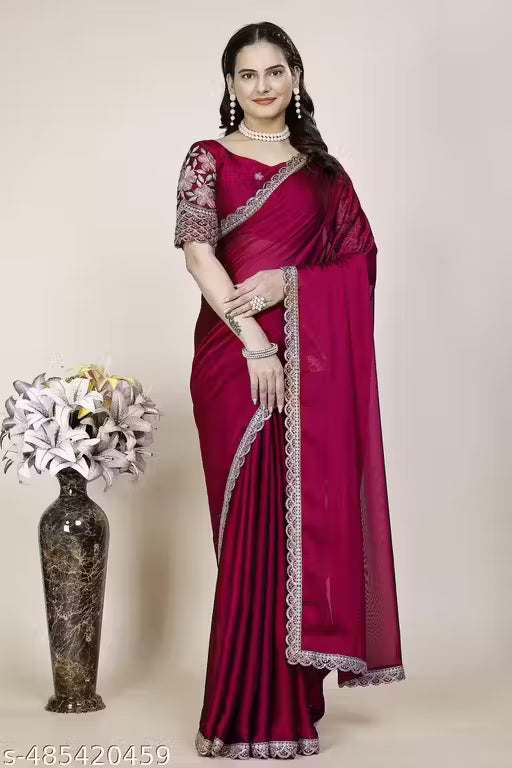 Women's Black Rangoli Saree with Handwork Sequence and Floral Cut Work