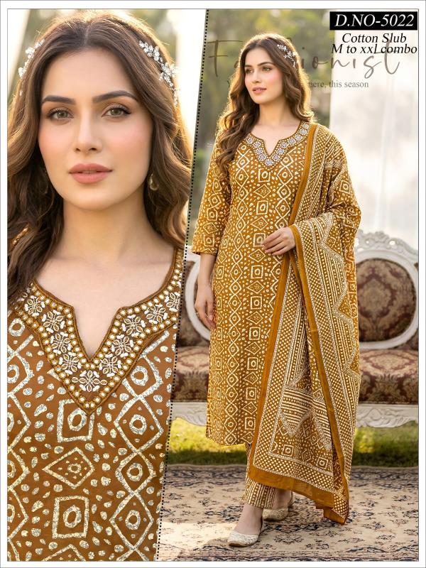 Felocity Cotton Slub Vol 3 Designer Kurti Bottom Dupatta Wholesale Collection
