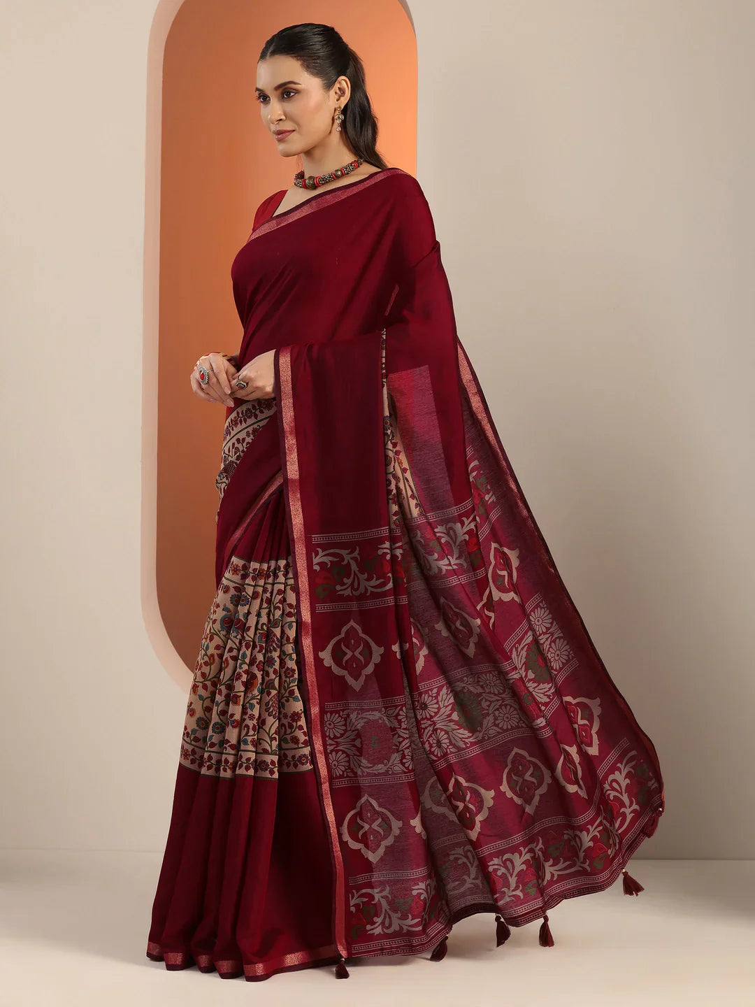 maroon-printed-cotton-saree
