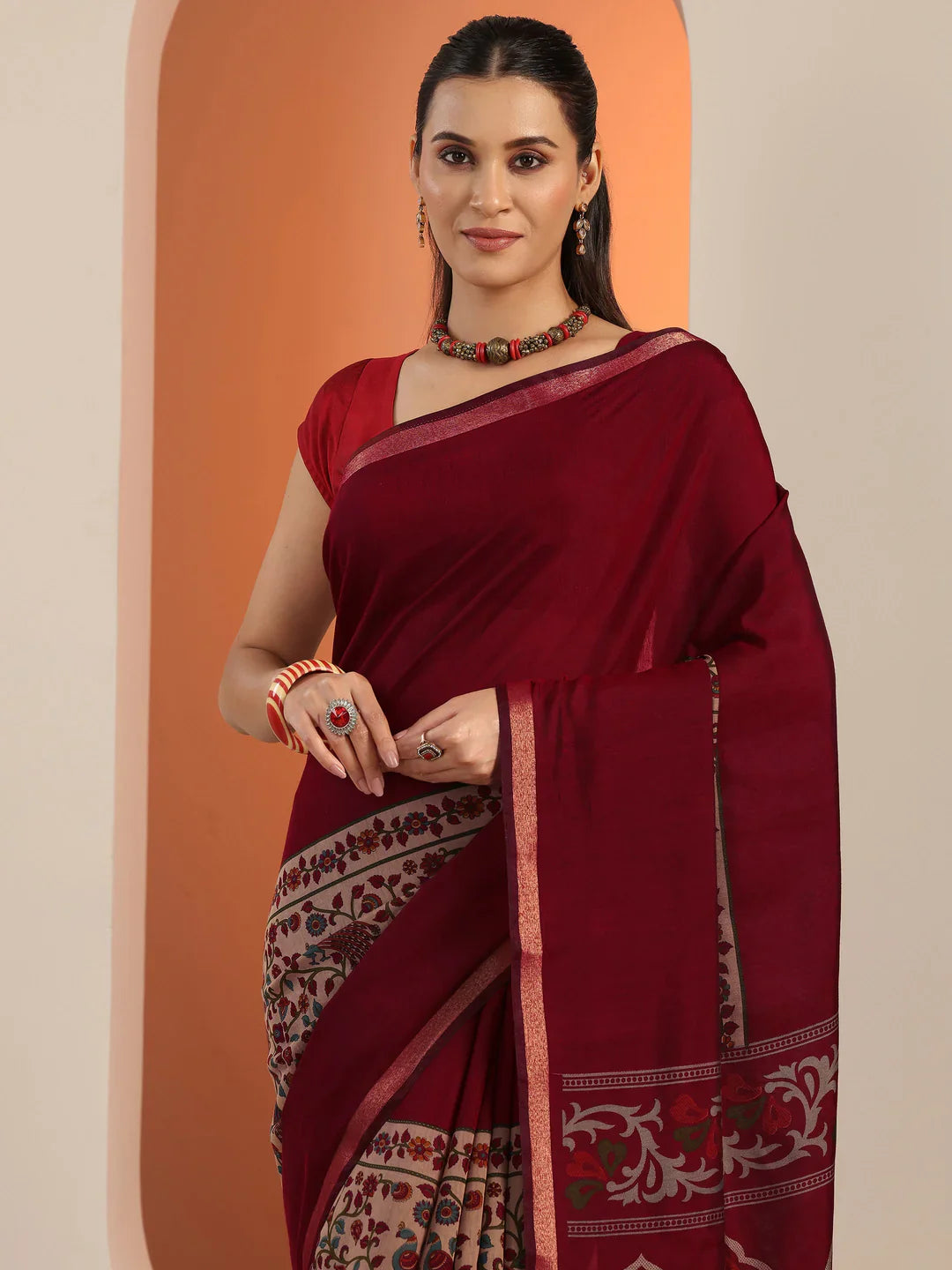 maroon-printed-cotton-saree