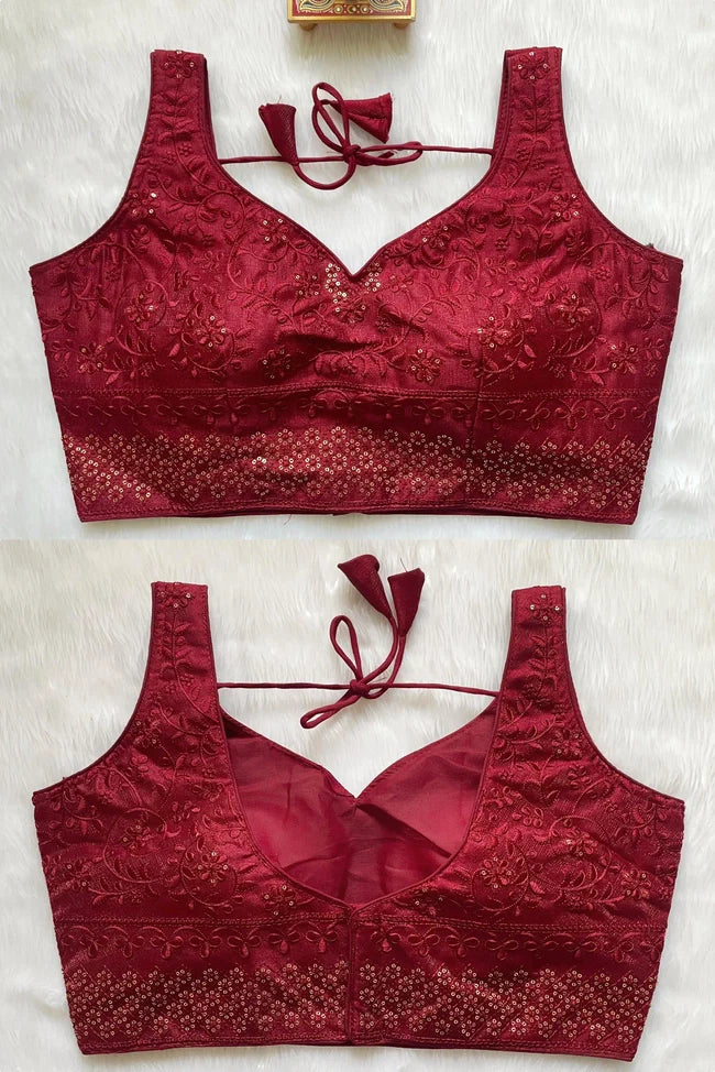 Image of Milan Silk Embroidered Blouse - Elegant & Stylish from Lehera Fashions