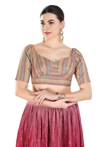 Image of Multicolor Georgette Embroidered Sleeveless Readymade Blouse from Lehera Fashions
