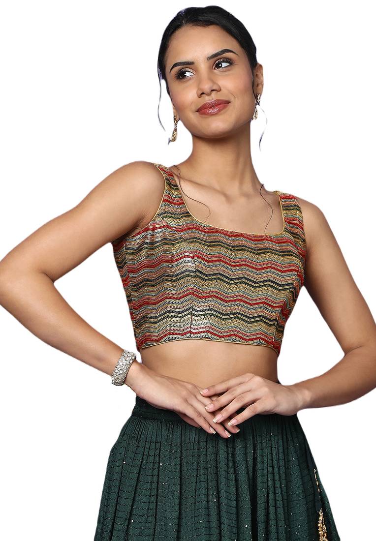 Image of Women's Multicolor Tissue Readymade Saree Blouse from Lehera Fashions