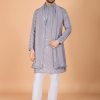 Grey Viscose Silk Embroidery Work Festival Wear Readymade Kurta Pajama
